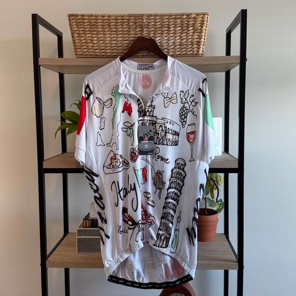 NWT Weimostar Men's Cycling Bike Italian Pizza Print Jersey Pullover Shirt XXL
